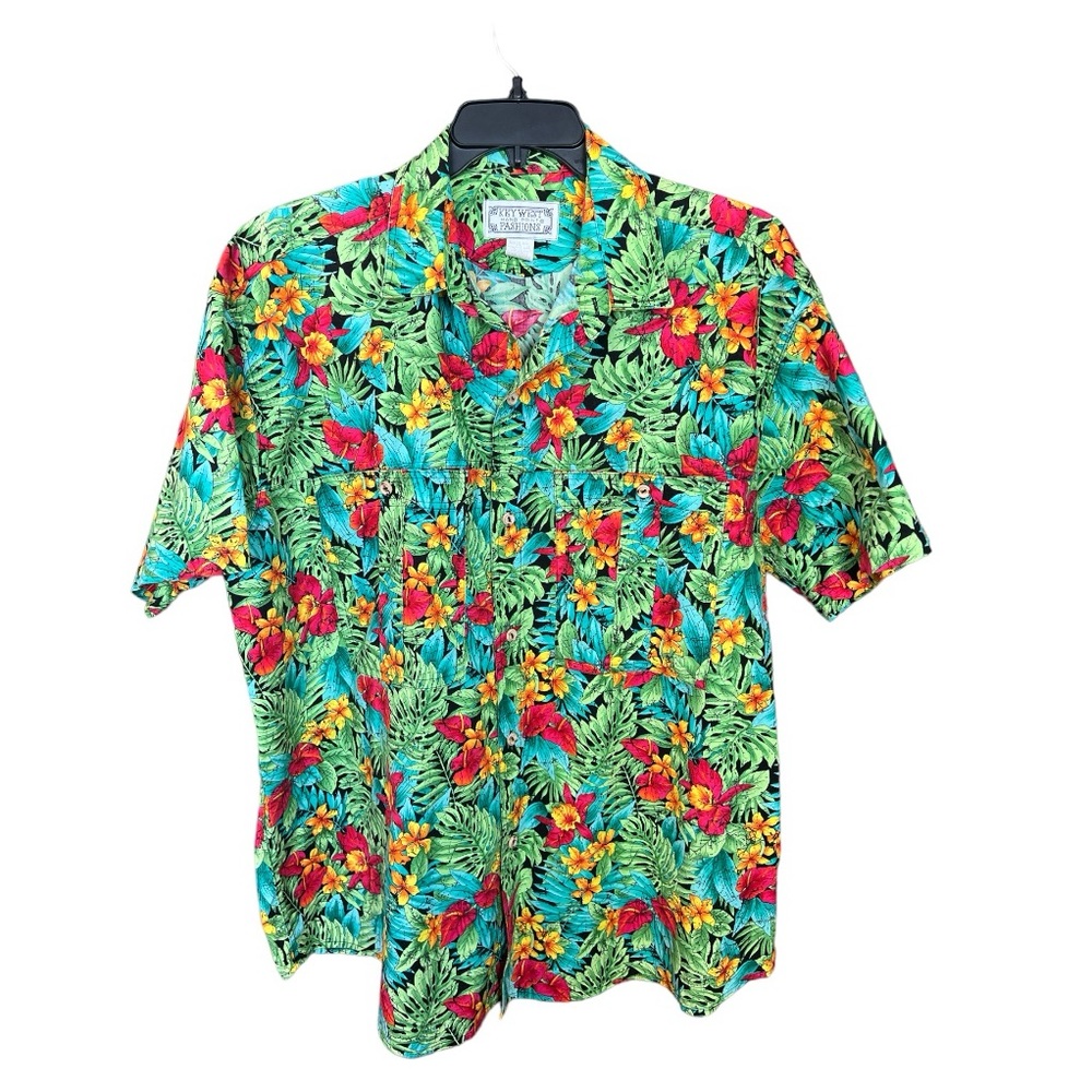 Vintage Key West Hand Print Fashions XXL Floral Hawaiian Shirt / Lilly Pulitzer